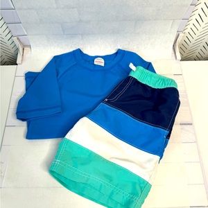 Hanna Andersson Rash Guard & Swim Trunks, Size 8